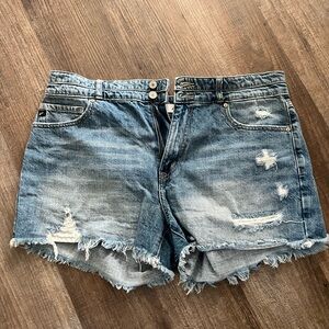 Kancan Frayed Hem Blue Jean Shorts